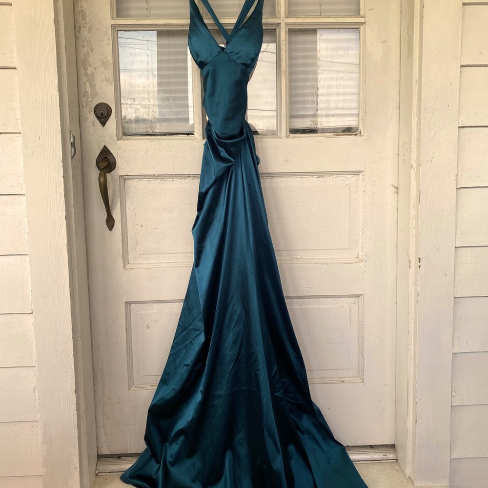 3/4 blueish green maxi dress